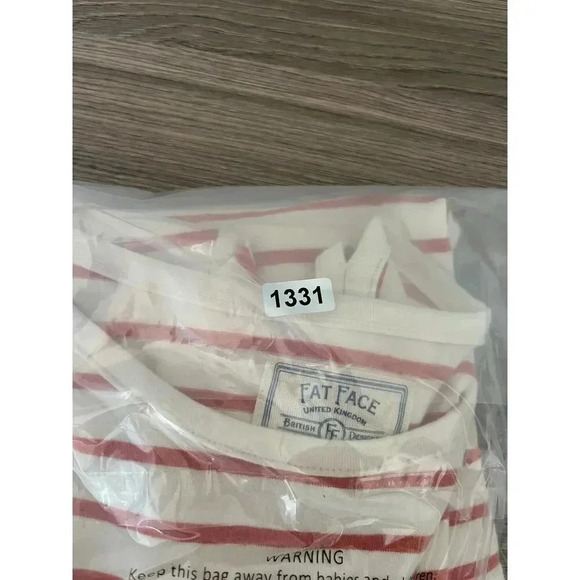 Fat Face Women's Long Sleeve Organic Cotton Crewneck Shirt Sz 2 NWT Striped Red - Picture 10 of 11